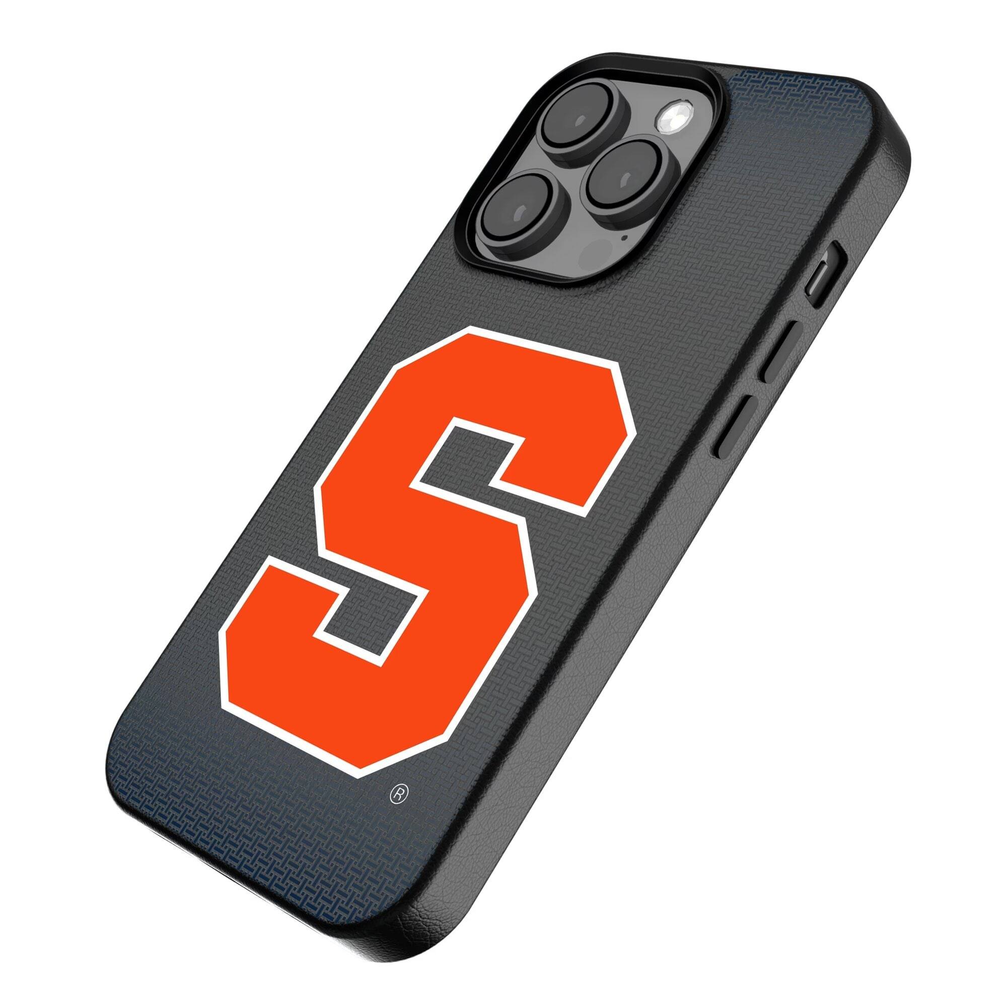 Alt View 1. Keyscaper - Syracuse Orange Linen Logo iPhone Magnetic Bump Case - 15 - Black.