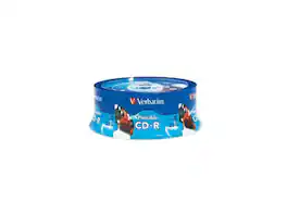 Verbatim - 700MB 52X CD-R White Inkjet Printable, Hub Printable 25 Packs Spindle Disc Model 96189