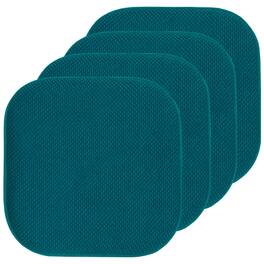 Sweet Home Collection - Honeycomb Memory Foam No Slip Back 16" x 16" Chair Pad Cushion, 4-Pack - Peacock Blue