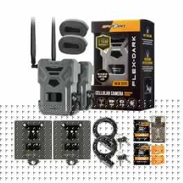 Spypoint - FLEX DARK Gray 2 Pack Trail Camera and 2 Pack Gray Security Box Bundle