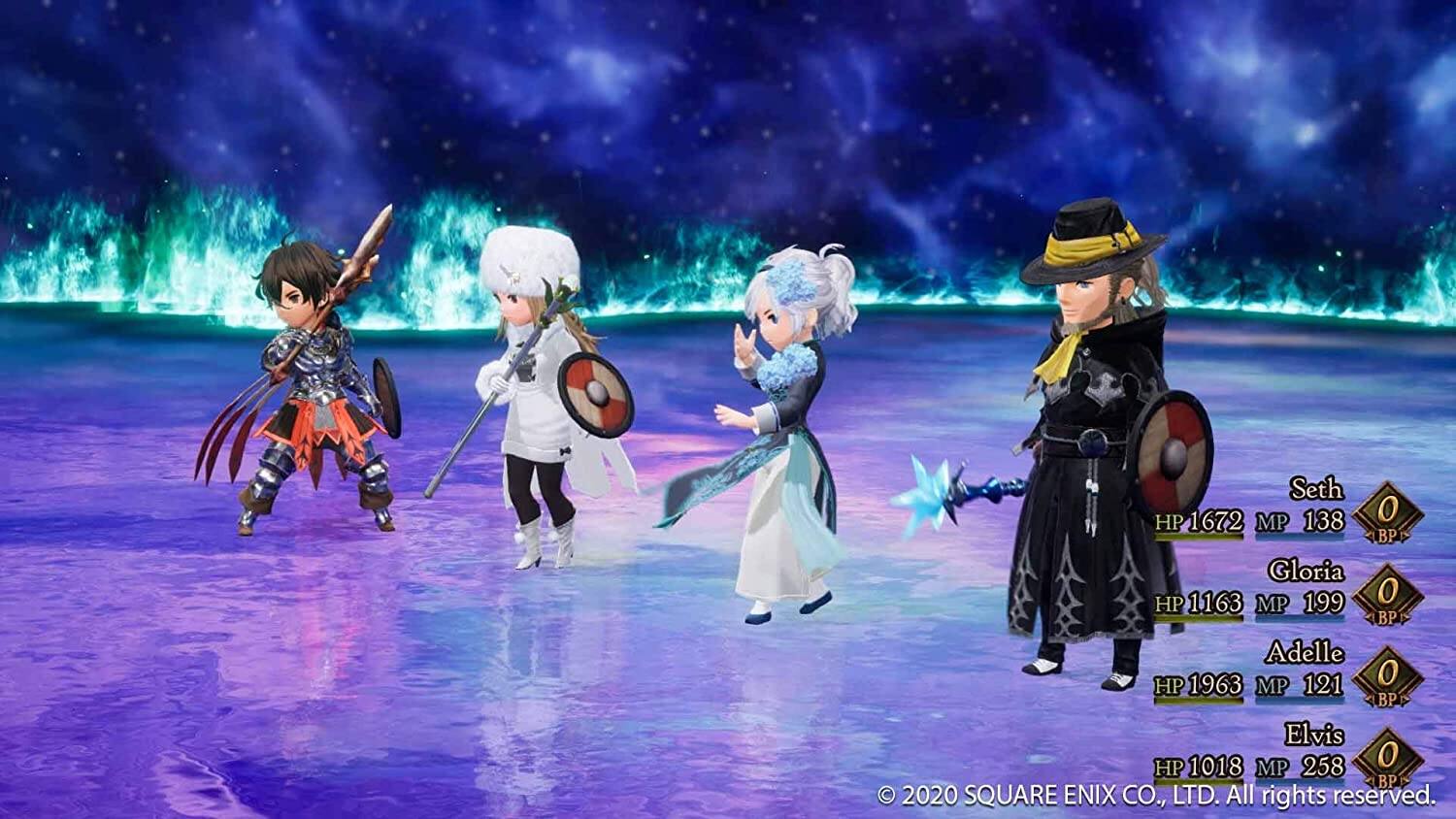 Seth HP 1672 MP 138 0 BP  
Gloria HP 1163 MP 199 0 BP  
Adelle HP 1963 MP 121 0 BP  
Elvis HP 1018 MP 258 0 BP  

© 2020 SQUARE ENIX CO., LTD. All rights reserved.