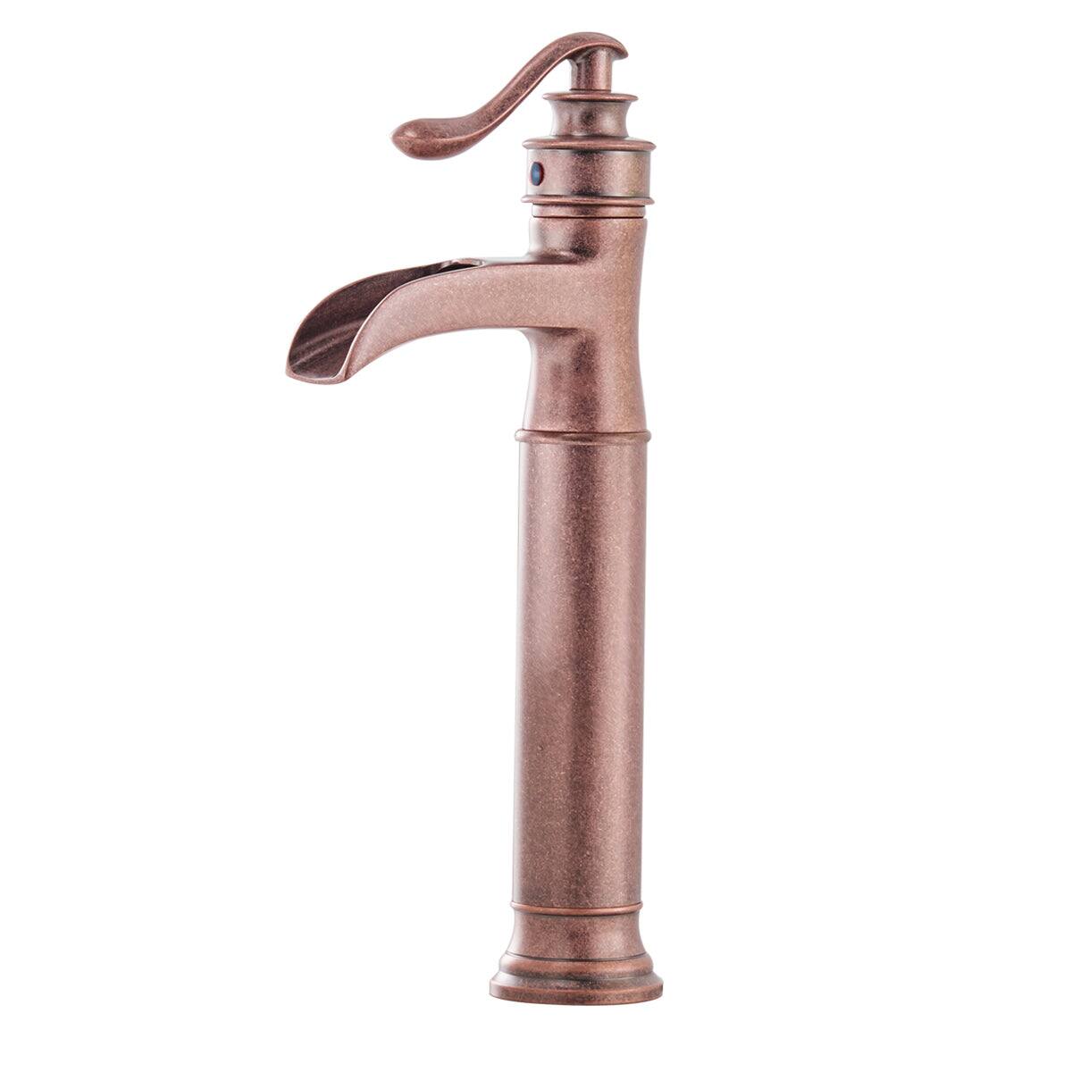 Alt View 7. Boyel Living - Waterfall Single Hole Single-Handle Vessel Bathroom Faucet With Pop-up Drain Assembly in Copper - Copper.