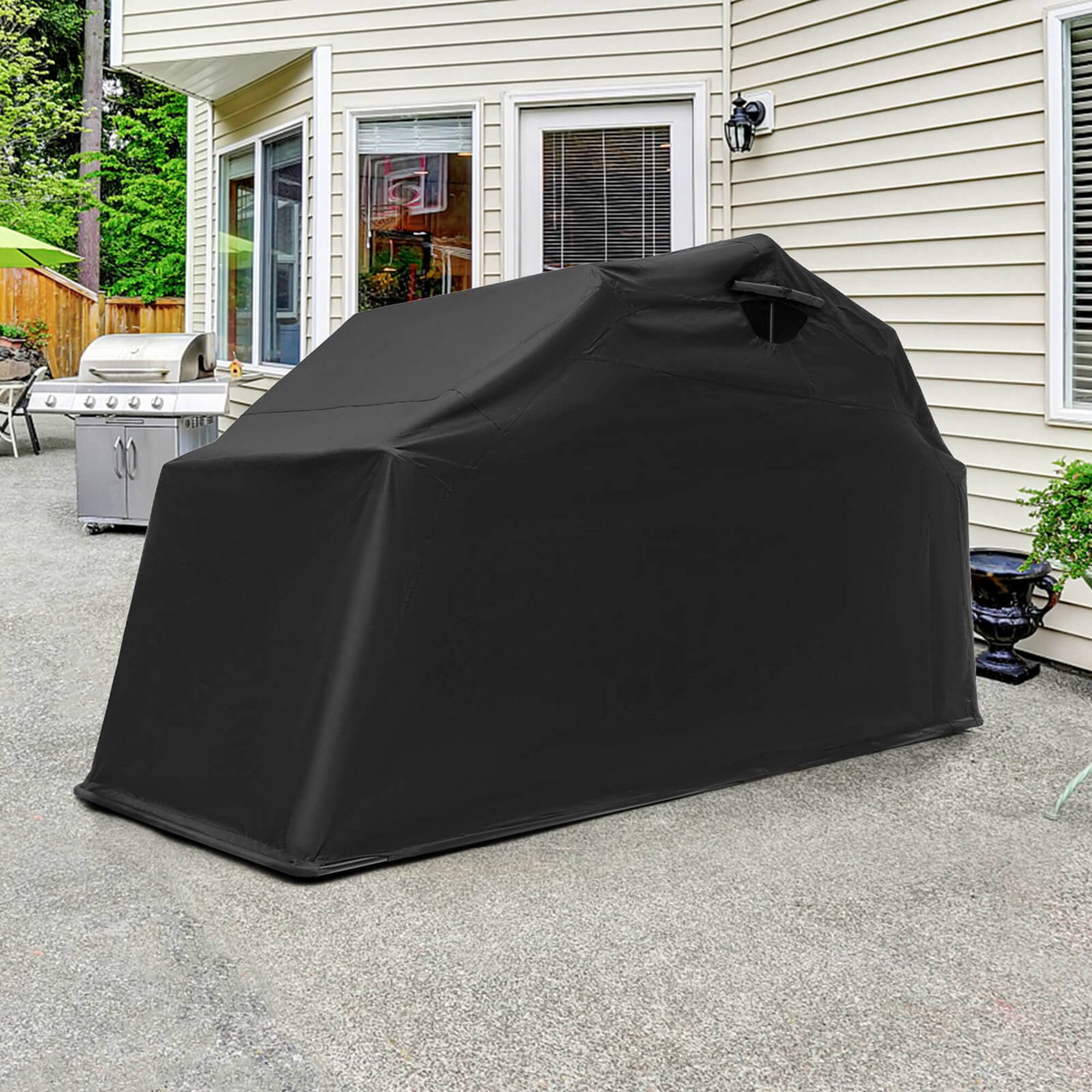 Alt View 1. Costway - Costway 11.2' x 4.5' x 6.3' Waterproof Motorbike Storage Tent Outdoor Motorcycle Shelter - Black.