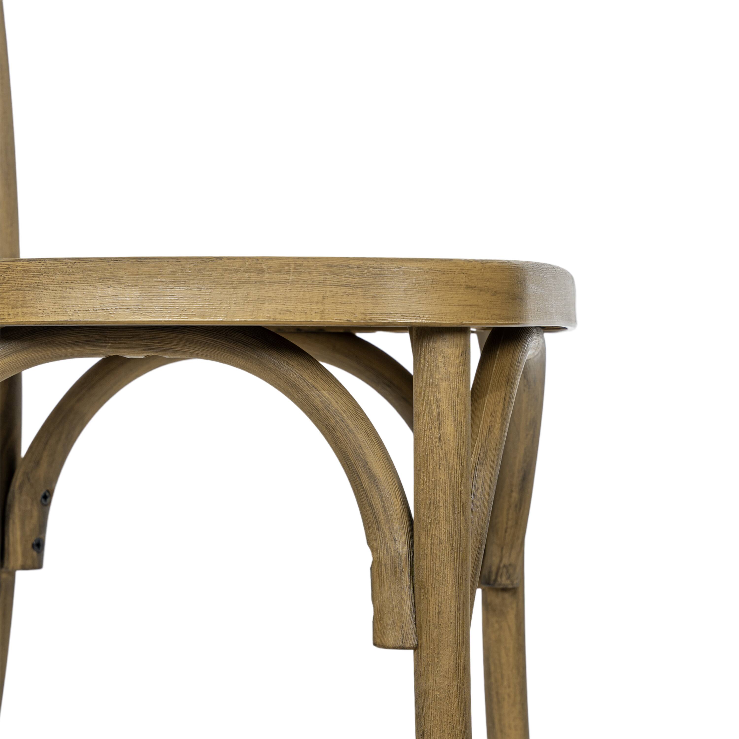 Alt View 10. Emma + Oliver - Hensler Set of 2 Weather-Resistant Wood Look Stackable Resin Cross Back Chairs for Indoor/Outdoor Use - Chestnut.