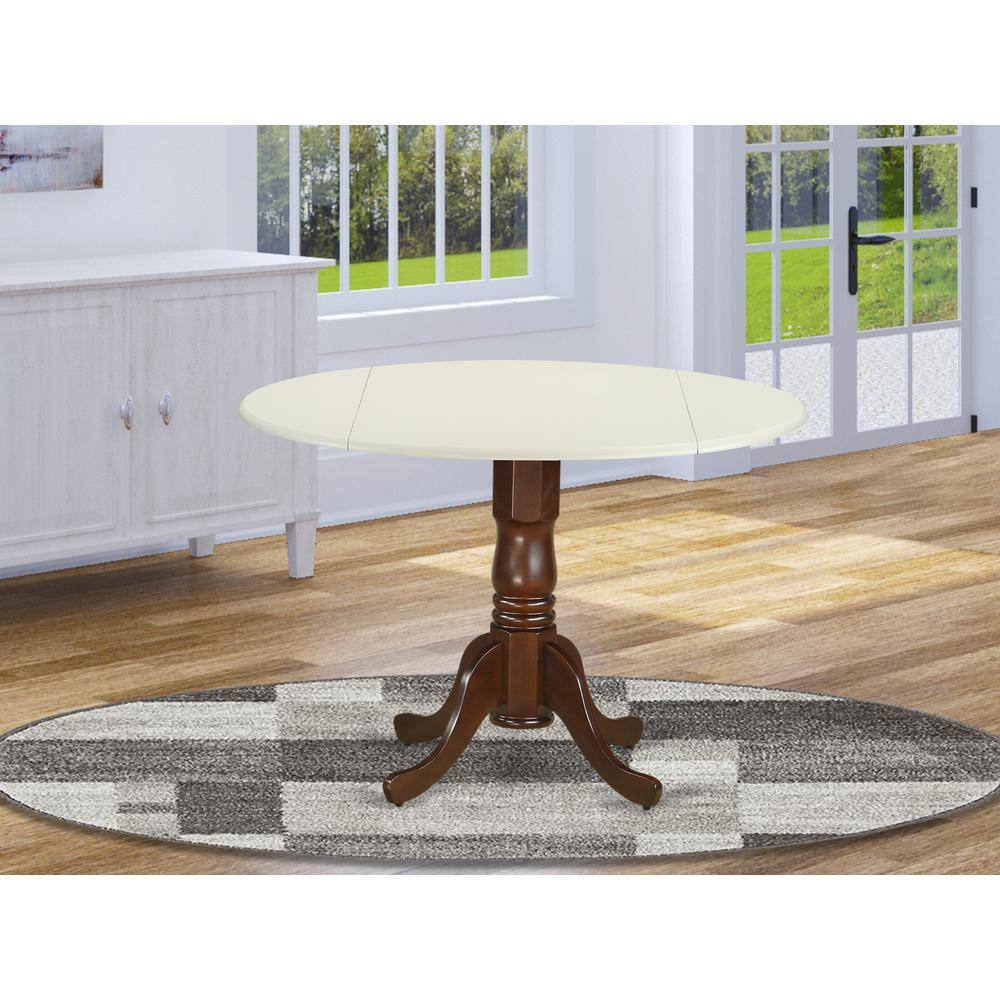 Angle. East West Furniture - East West Furniture DLT-LMA-TP Dublin Modern Kitchen Table, a Round Dining Table with Dropleaf & Pedestal Base - Brown.