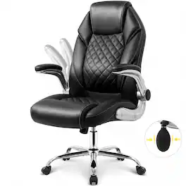 Celtoss - Executive Office Chair, Ergonomic High Back PU Leather Desk Chair with Air Adjustable Lumbar Support - Black