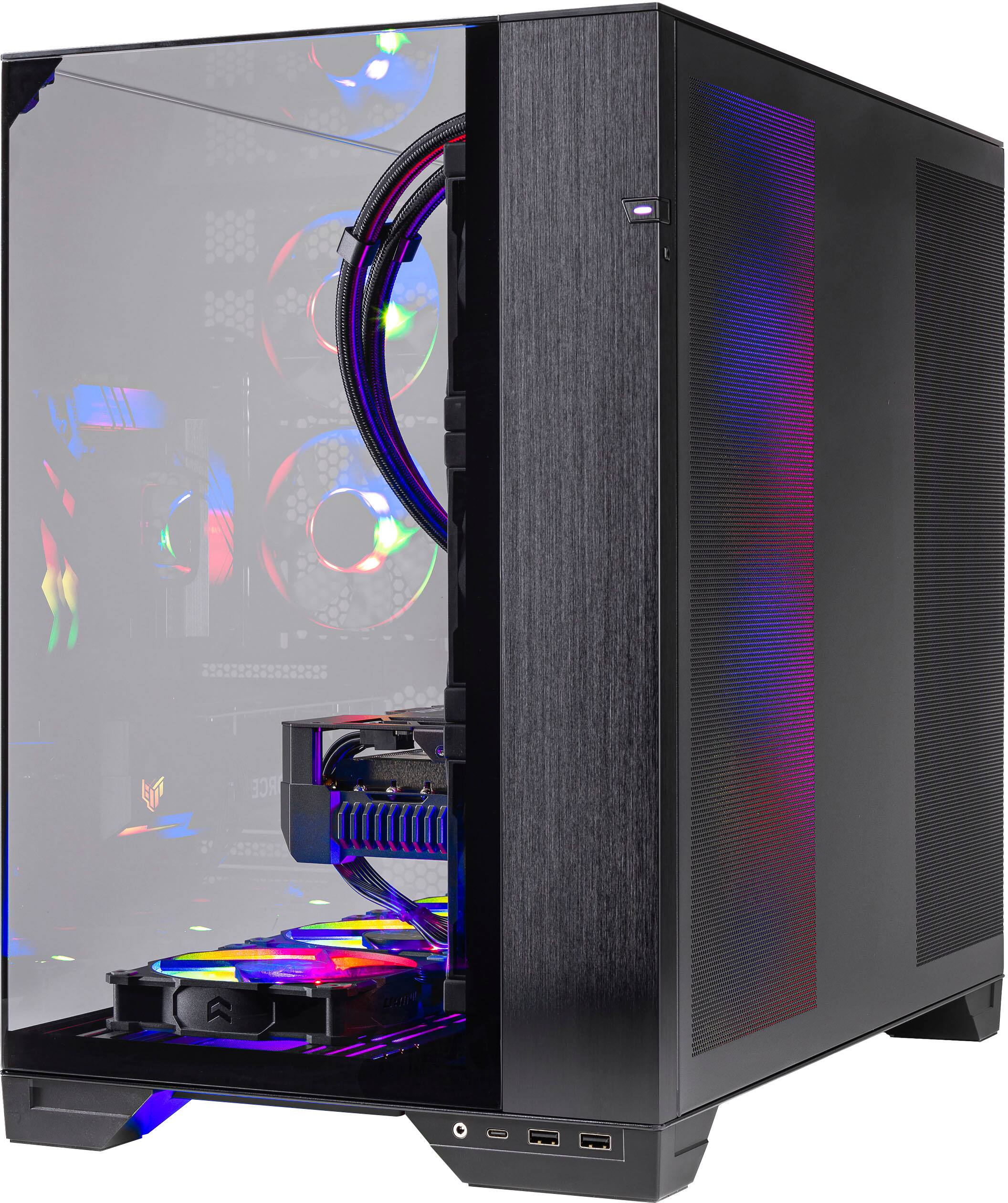 Alt View 1. Skytech Gaming - O11V Gaming Desktop PC - AMD Ryzen 7 7700 - 32GB Memory - AMD Radeon RX 9070XT - 1TB NVMe SSD - Black.