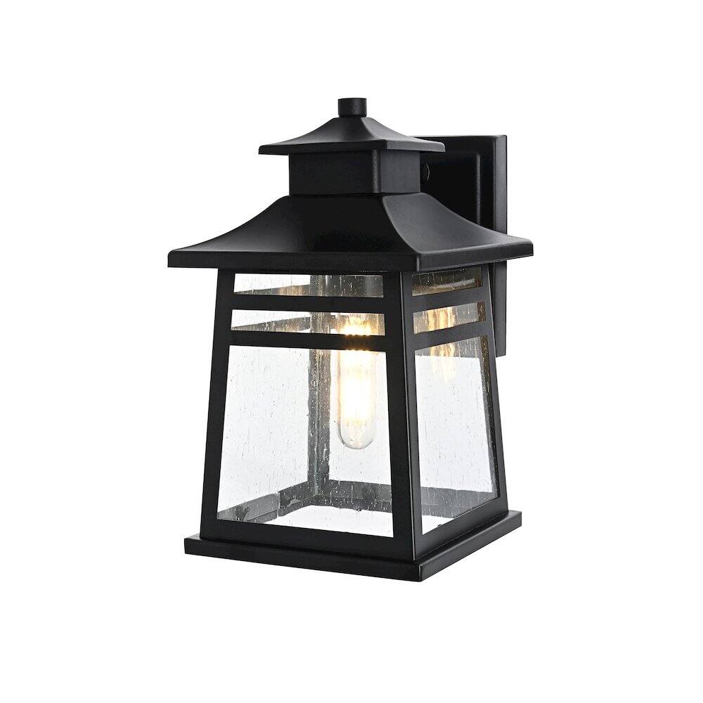 Angle. Elegant Lighting - Bambrey 7 inch Outdoor Pendant in Black - Black.