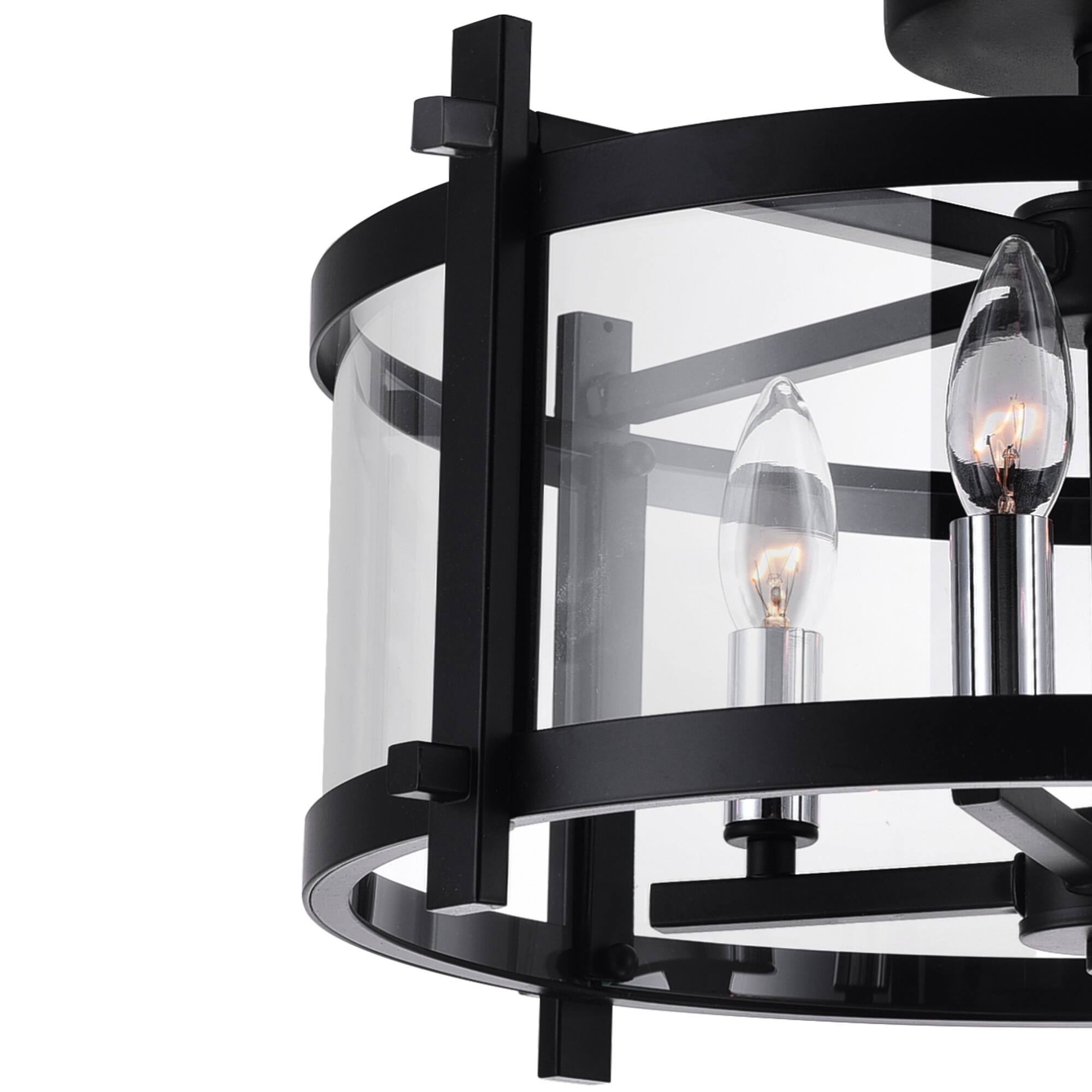 Left. CWI Lighting - Miette 4 Light Cage Flush Mount With Black Finish - Black.