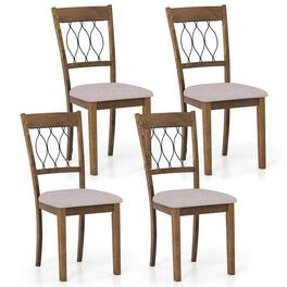 Gymax - Fabric Dining Chair Set of 4 w/Padded Seat Elegant Backrest for Restaurant Brown - Yellow