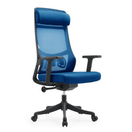 Front. LeisureMod - Dale Ergonomic Office Chair with Mesh Back, Lumbar Support, Swivel, Adjustable Height, Wheels, and Armrests - Blue.