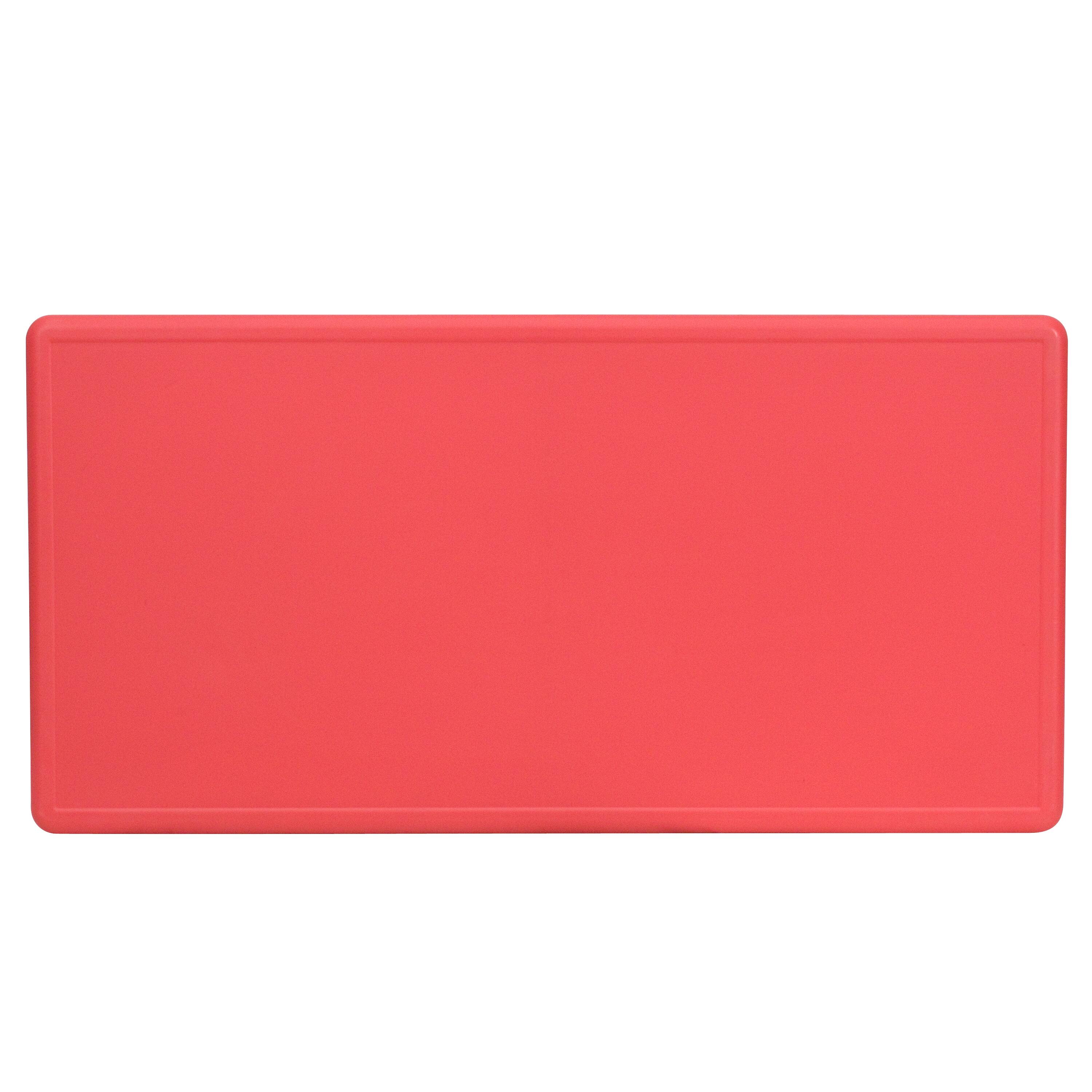 Alt View 5. Emma + Oliver - 24"W x 48"L Rectangular Plastic Height Adjustable Activity Table - Red.