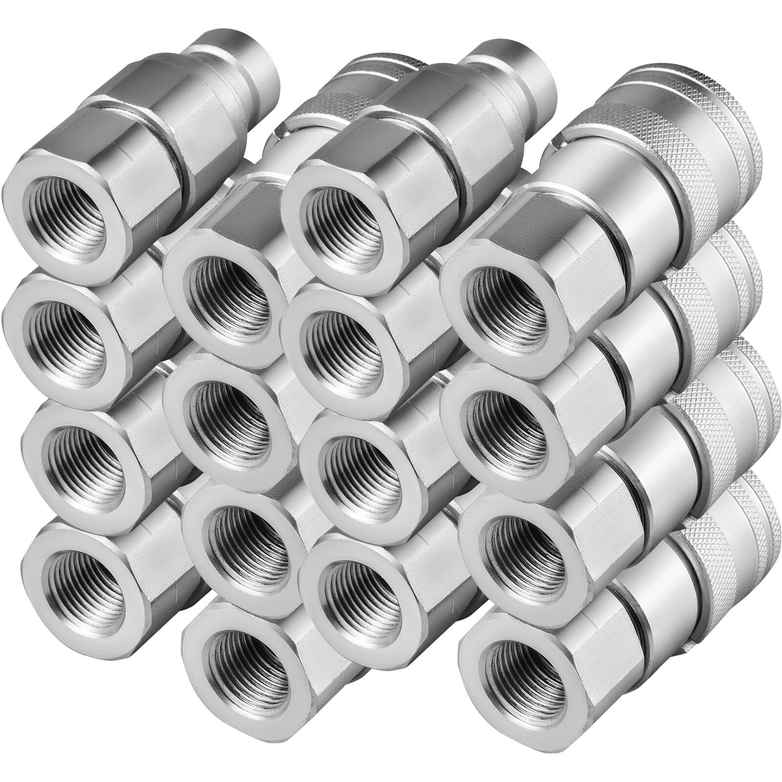 Alt View 5. VEVOR - Skid Steer Hydraulic Quick Connect 1/2" Body Hydraulic Coupler 1/2" NPT Hydraulic Coupling Quick Connect 8 Pairs - Silver;Red.