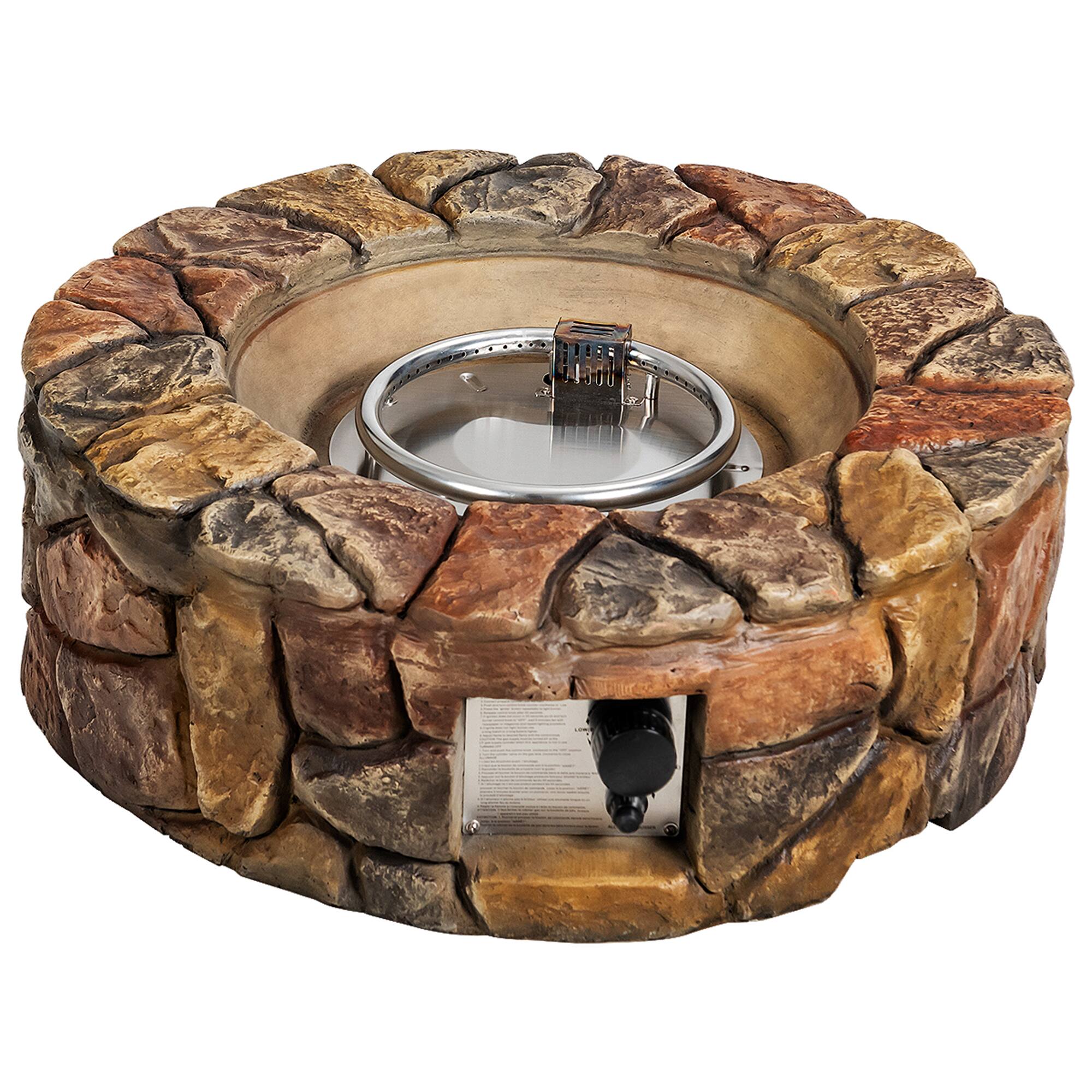 Alt View 4. Gymax - Gymax 28-inch Stone Gas Fire Pit 40,000 BTU Propane Patio Yard w/ Lava Rocks - as pic.