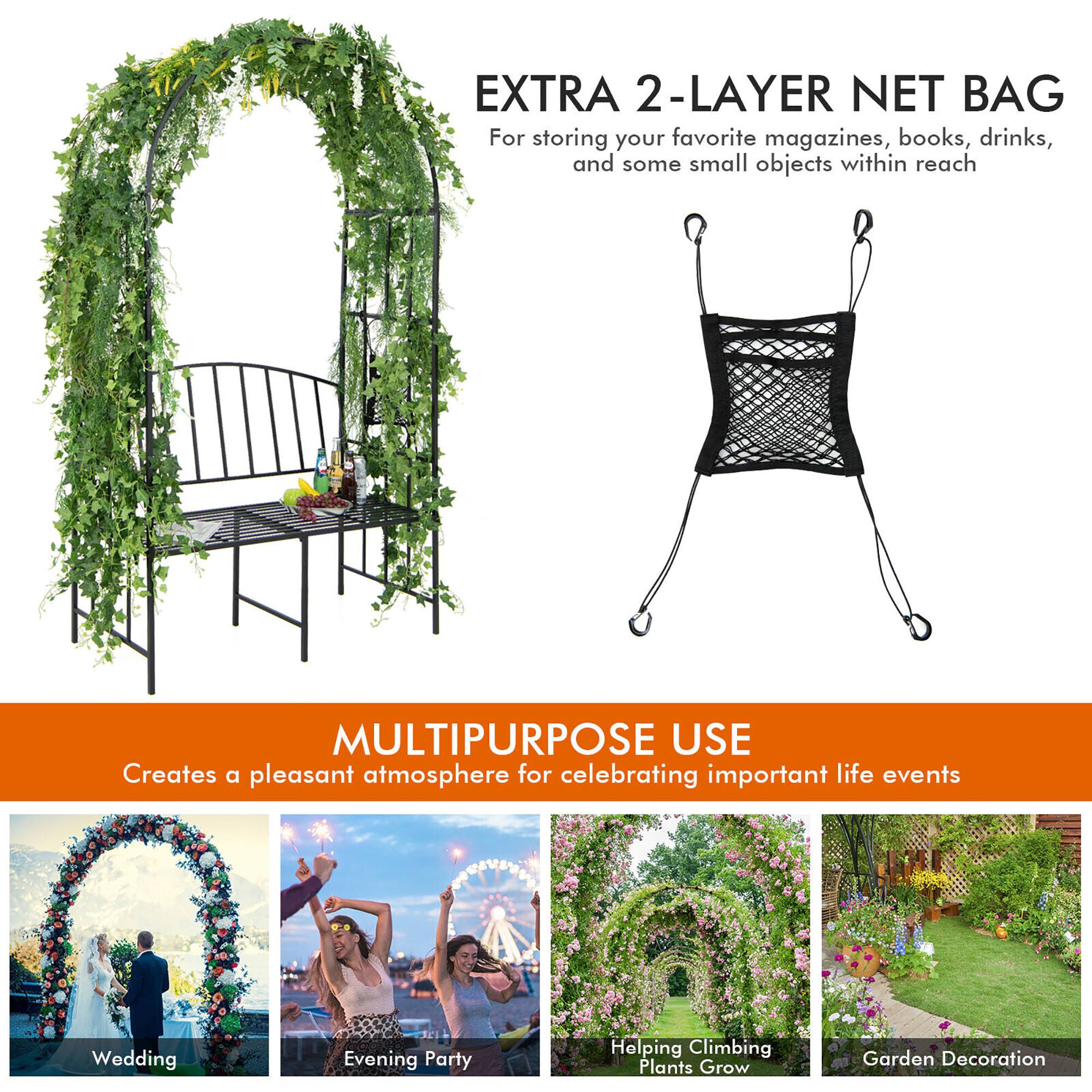 **EXTRA 2-LAYER NET BAG**  
For storing your favorite magazines, books, drinks, and some small objects within reach

**MULTIPURPOSE USE**  
Creates a pleasant atmosphere for celebrating important life events

- Wedding
- Evening Party
- Helping Climbing Plants Grow
- Garden Decoration