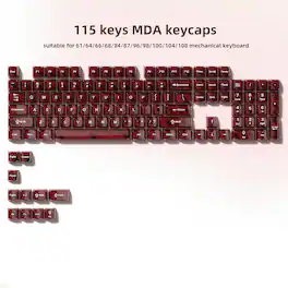 Womier - Clear keycaps,Transparent Crystal keycap Set,Shine Through MDA Profile for Cherry Mx Switches Mechanical Keyboard - Red