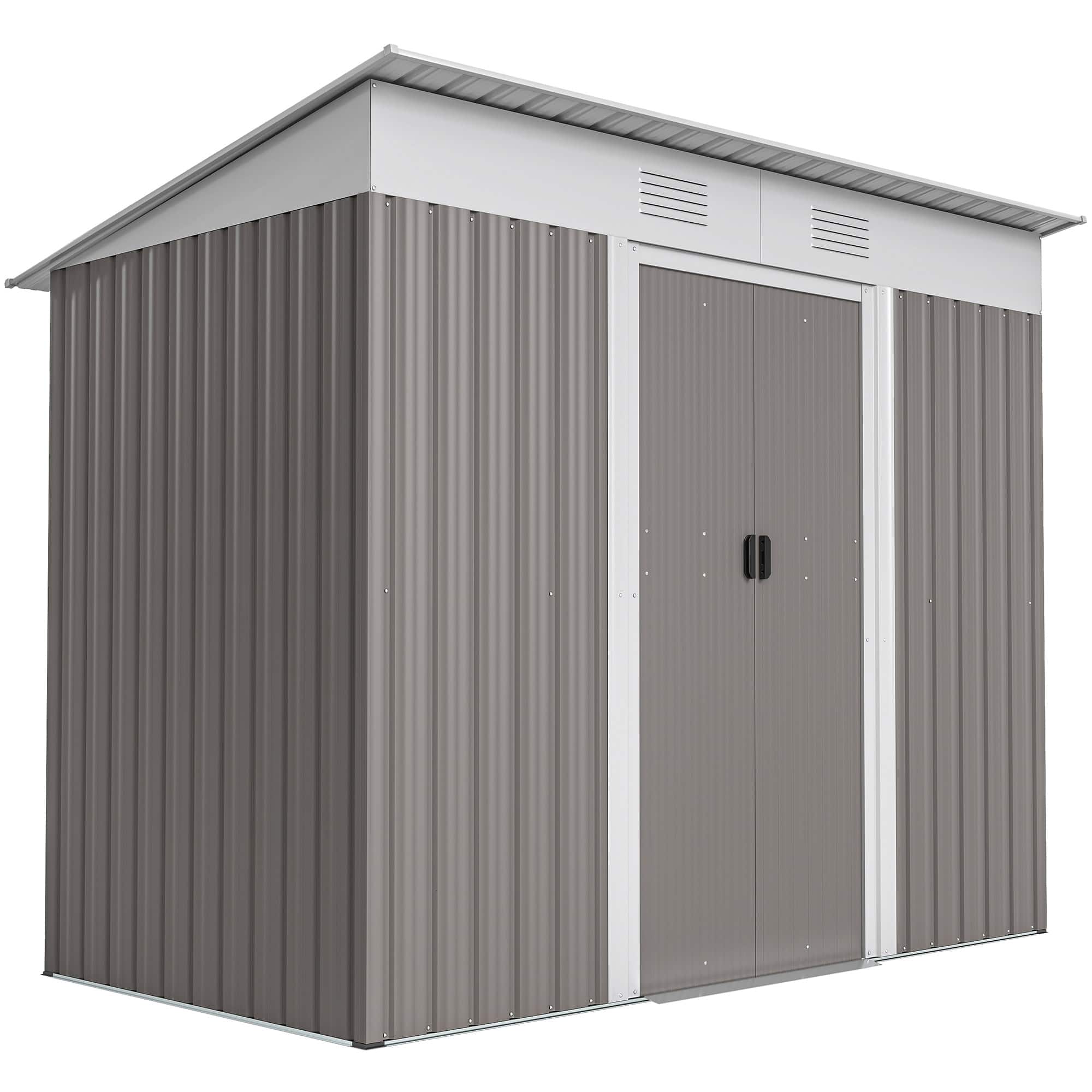 Outsunny - x 4' Metal Garden Shed, Backyard Tool Storage Shed with Dual Locking Doors, 2 Air Vents and Steel Frame