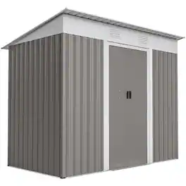 Outsunny - x 4' Metal Garden Shed, Backyard Tool Storage Shed with Dual Locking Doors, 2 Air Vents and Steel Frame
