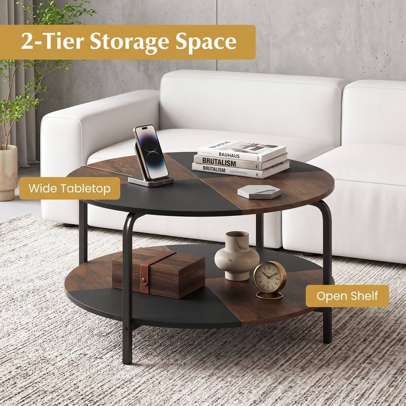 2-Tier Storage Space  
Wide Tabletop  
BAUHAUS BRUTALISM BRUTALISM  
Open Shelf