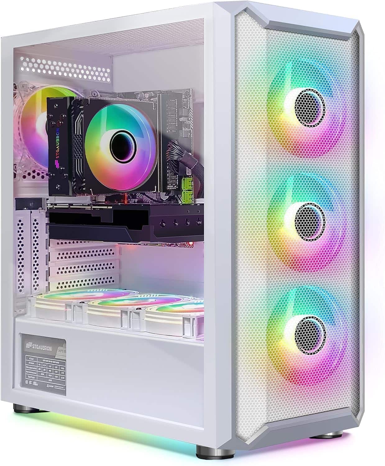 STGAubron - Gaming PC Desktop, i7-6700 up to 4.0GHz, GeForce RTX 3060 Ti 8G, 32GB DDR4, 2TB SSD, WiFi 6, BT 5.0, Win11H - White