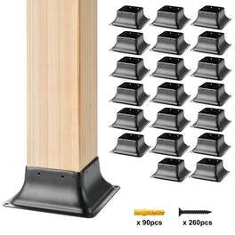 VEVOR - 4x4 Post Base 20Pcs, Internal 3.6"x3.6" Heavy Duty Powder-Coated Steel Post Bracket Fit - Black