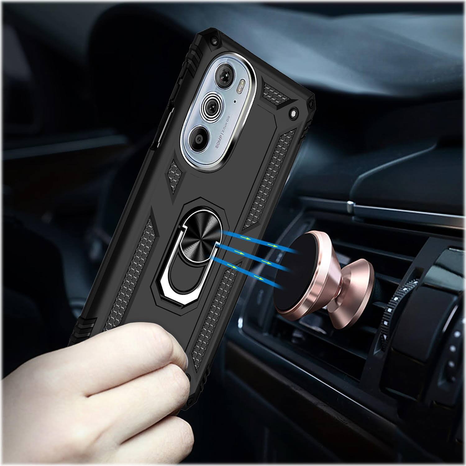 Alt View 12. SaharaCase - Military Kickstand Series Case for Motorola Edge+ (2022) - Black.