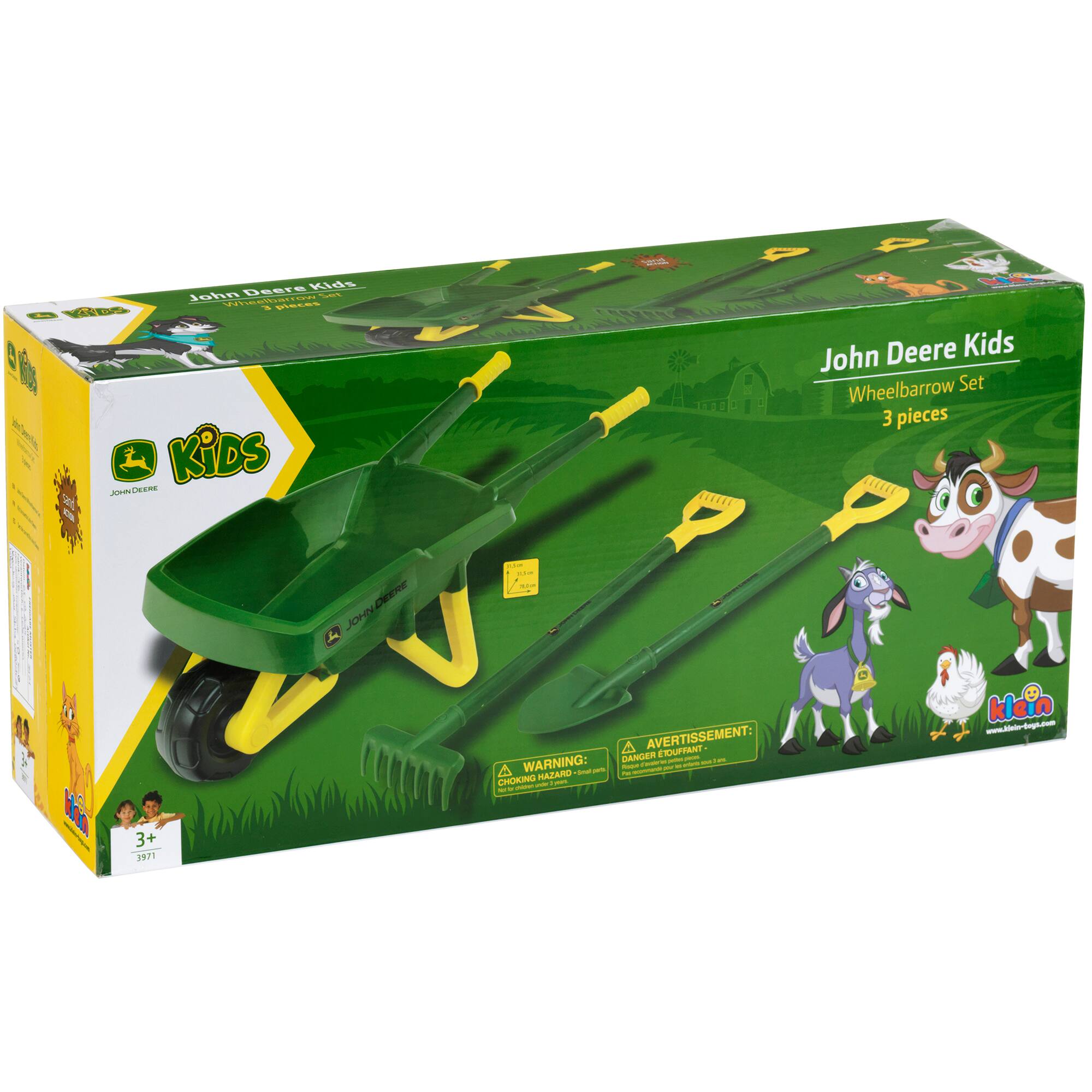 John Deere Kids Wheelbarrow Set 3 pieces.