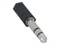 Front. Cable Leader - 3.5mm to 6.35mm (1/4-Inch) Stereo Adapter, Male to Female, Fully Molded - Black.