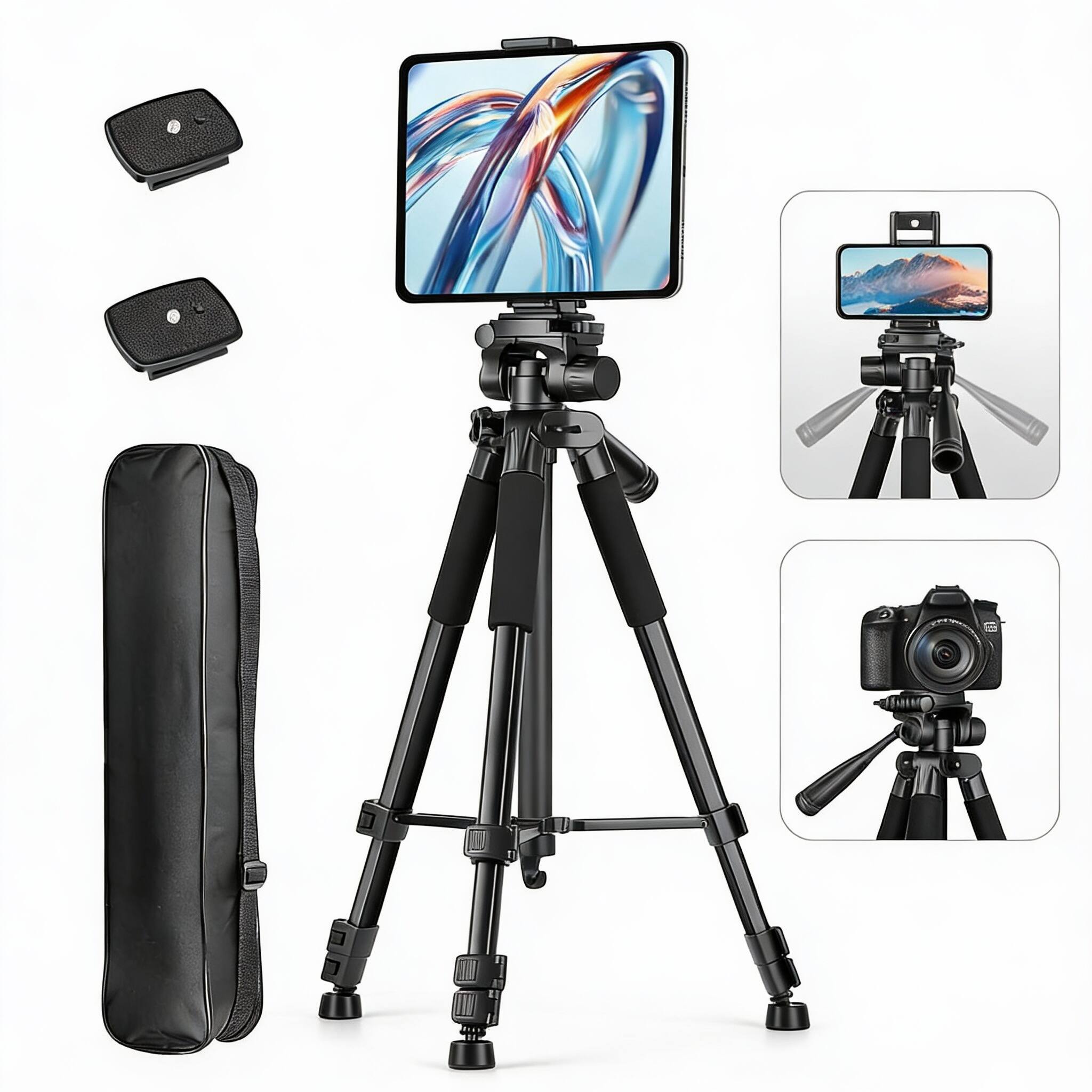 Alt View 1. OMOMMD - Phone Ipad Tripod Professional Camera Stand For Tablet With 2 in 1 Holder Carry Bag Extendable Travel Cellp... - Default.