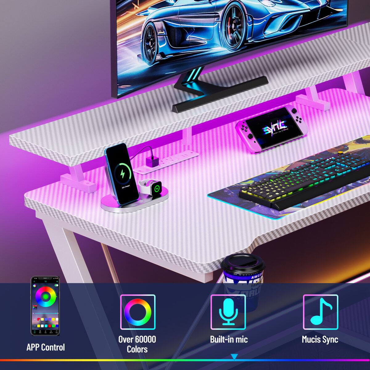 Syntrc - 4 APP Control Over 60000 Colors Built-in mic Music Sync