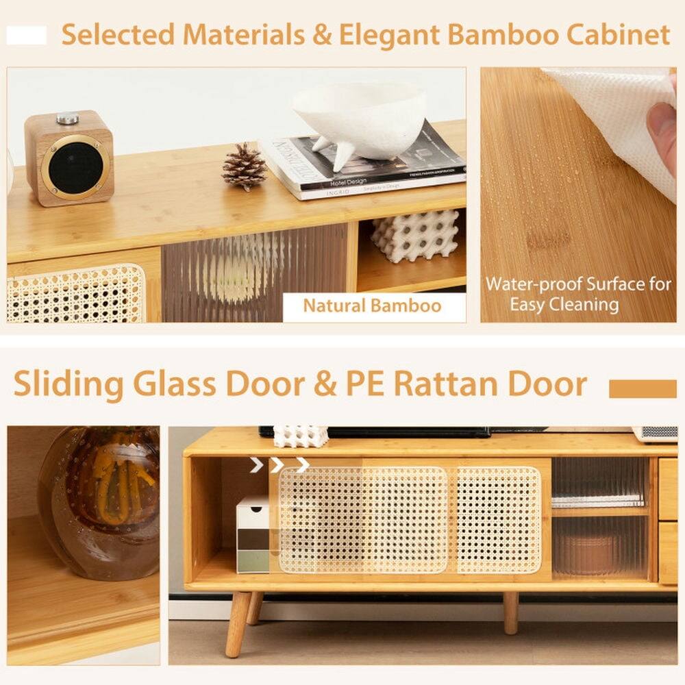Selected Materials & Elegant Bamboo Cabinet

- Natural Bamboo
- Water-proof Surface for Easy Cleaning

Sliding Glass Door & PE Rattan Door