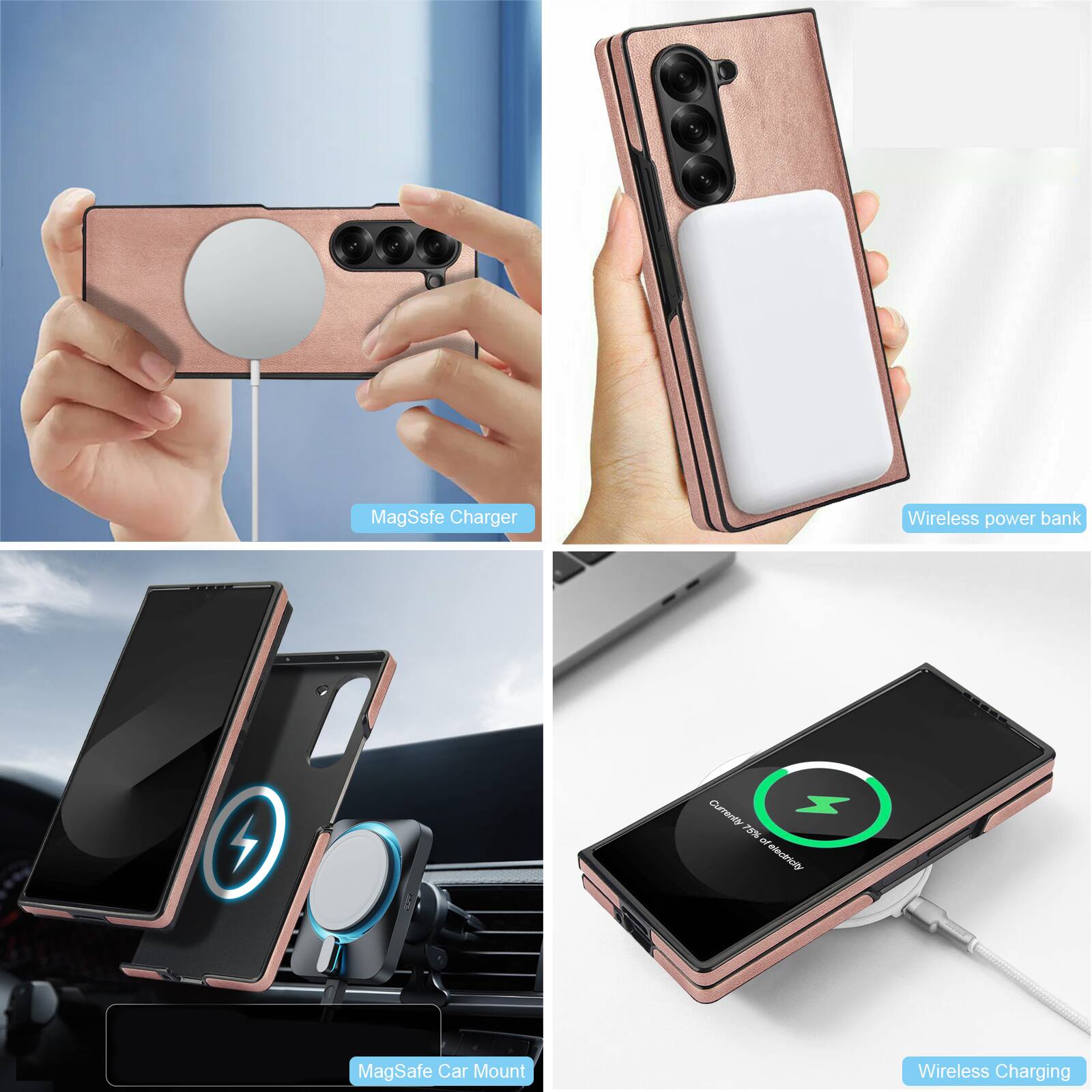 MagSsfe Charger Wireless power bank Cumrentar 2% a electioly MagSafe Car Mount Wireless Charging