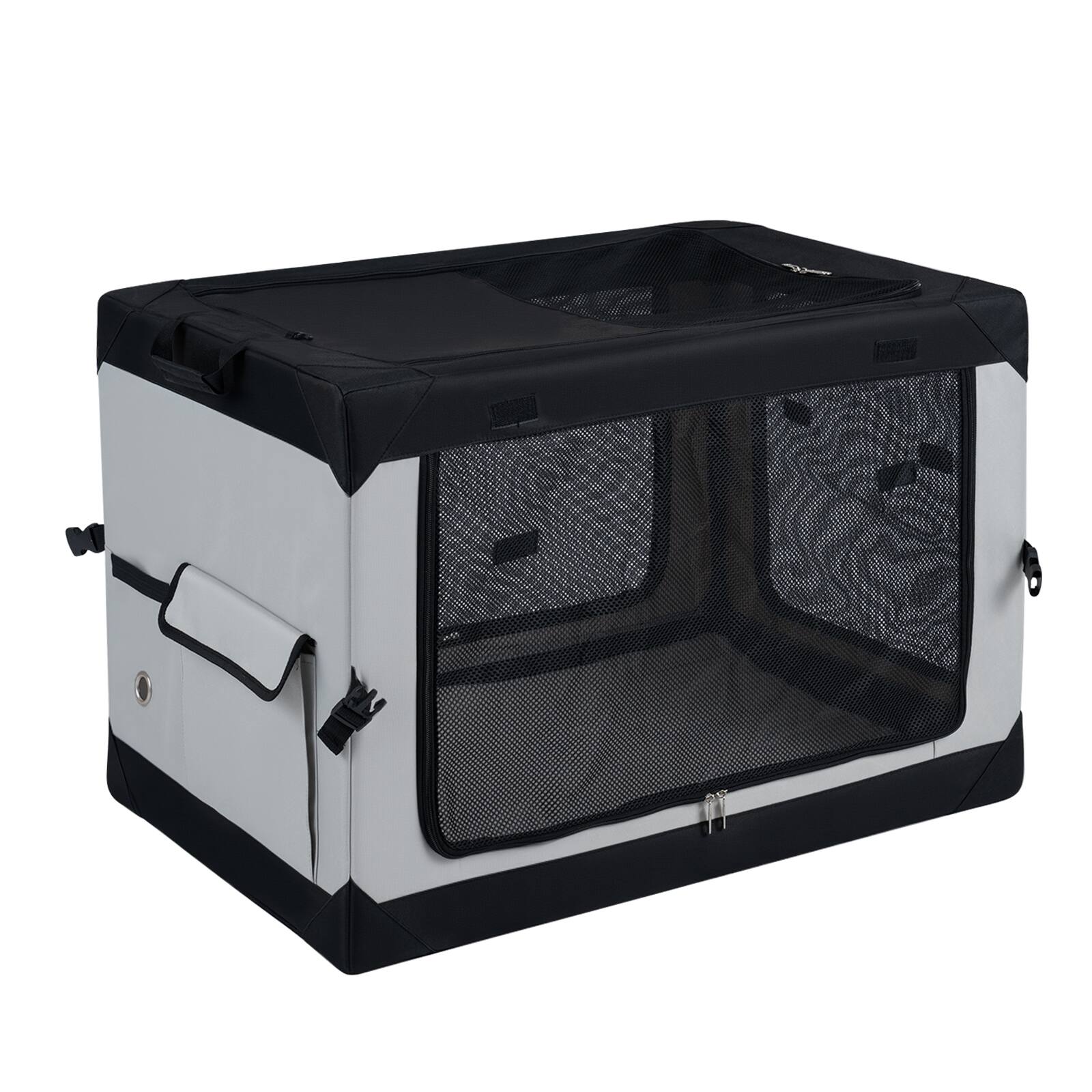 Alt View 9. Costway - Costway 30" x 21" x 21"Portable Collapsible Soft Dog Crate with 4 Mesh Doors Storage Pocket.
