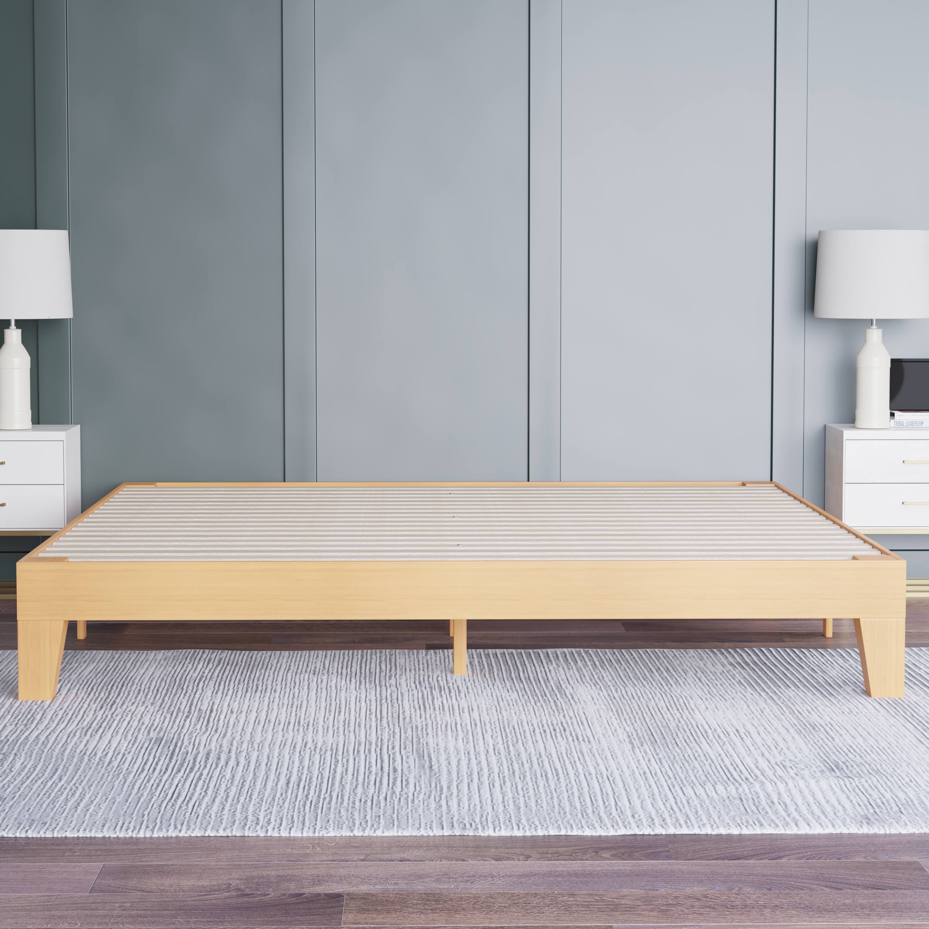 Alt View 4. Emma + Oliver - Avila Wooden Platform Bed with Wooden Support Slats; No Box Spring or Foundation Required - Natural.