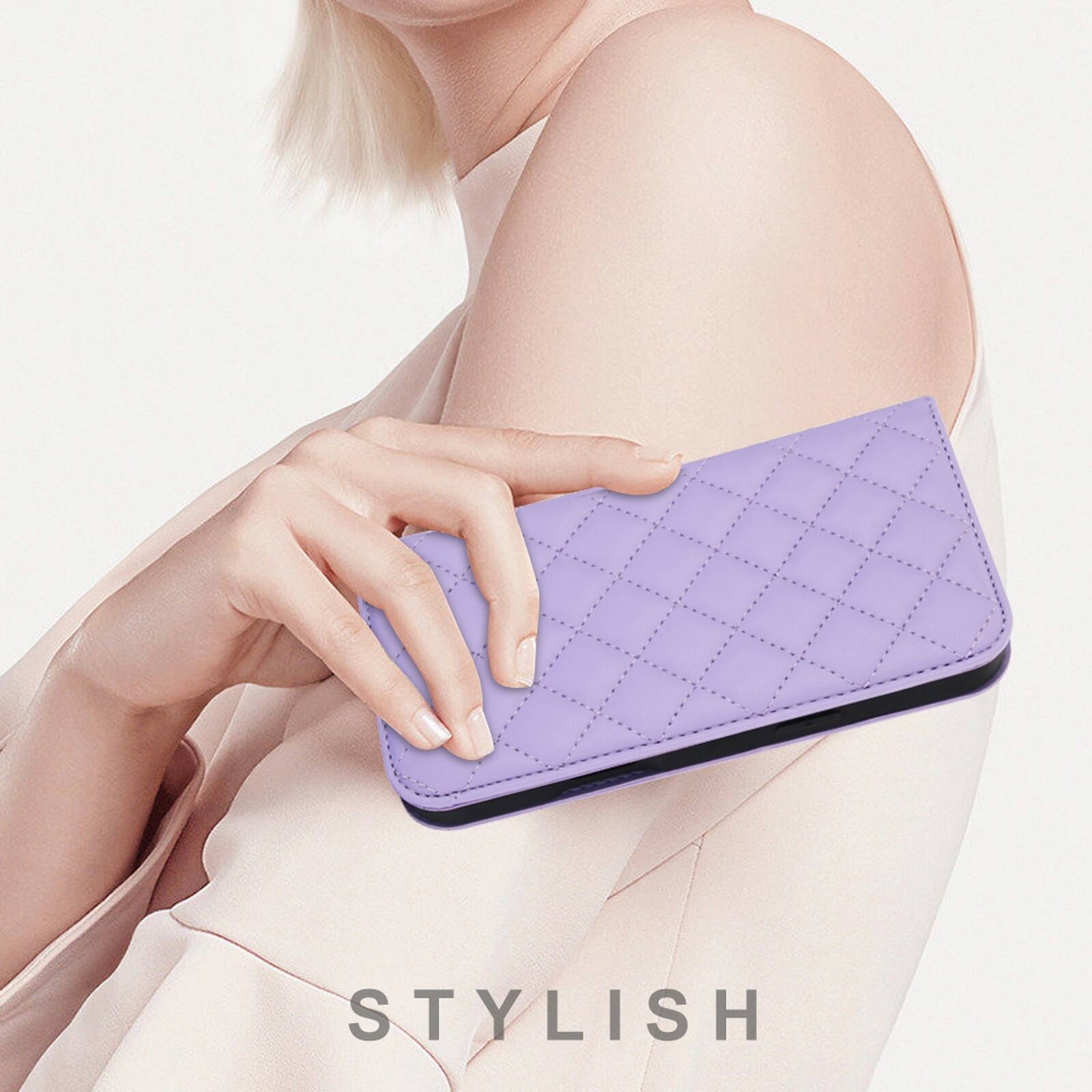 Alt View 3. Dteck - Magnetic RFID Blocking Wallet Case for Apple iPhone 17 with Card Slots, PU Leather TPU Folio Kickstand Protective Cover - Purple.