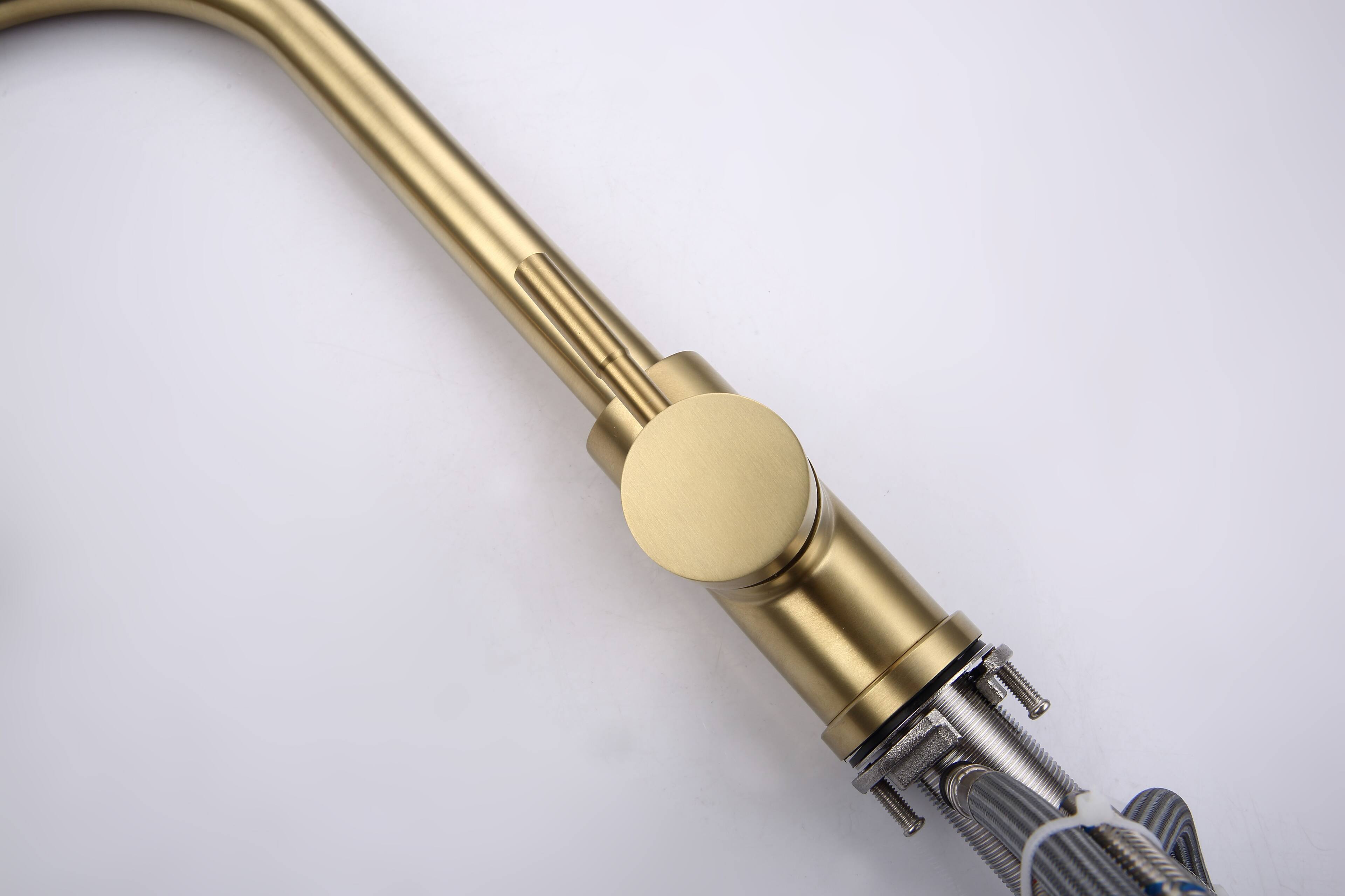 Left. APRILSOUL - Kitchen Faucet with Pull Out Spraye - Brushed Gold.