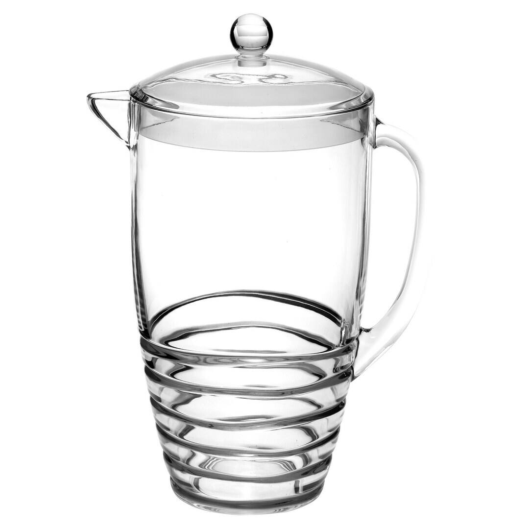 Front. APRILSOUL - Quarts Water Pitcher with Lid Swirl Unbreakable Plastic BPA Free Juice Pitcher - white.