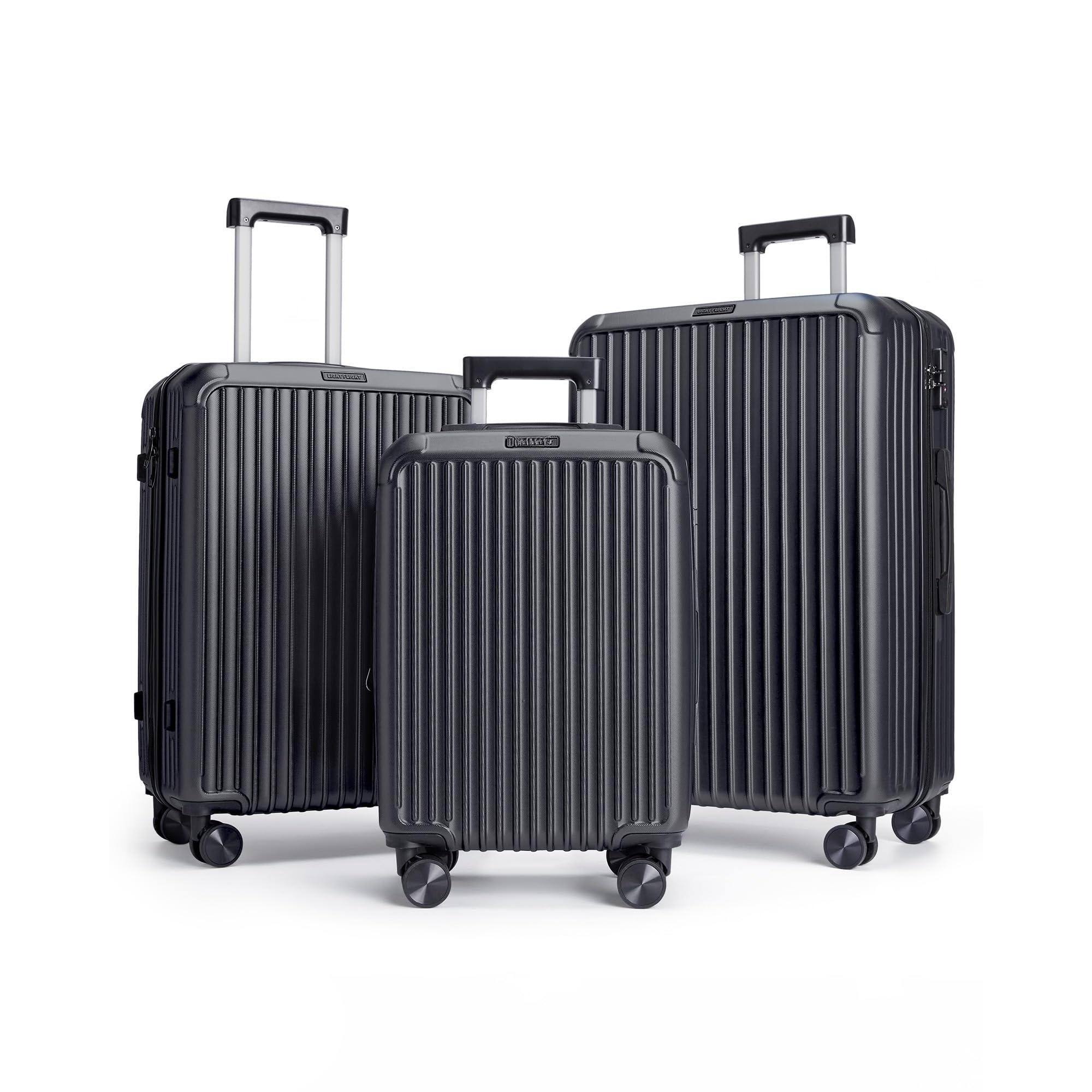 Front. Dapper Styles - Carry On Luggage Airline Approved Durable Hard Shell Suitcases - Black-20 Inch Carry-on.