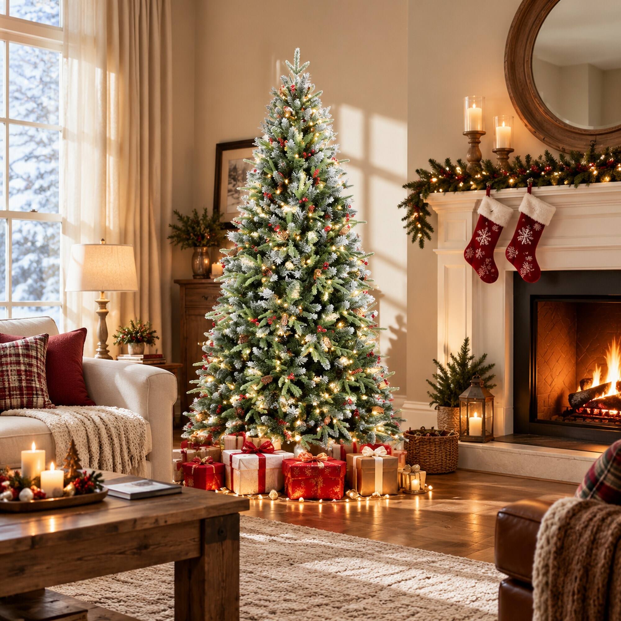 RYHNUYNE 5FT Pre Lit Christmas Tree With 250 Warm White LED Lights and ...