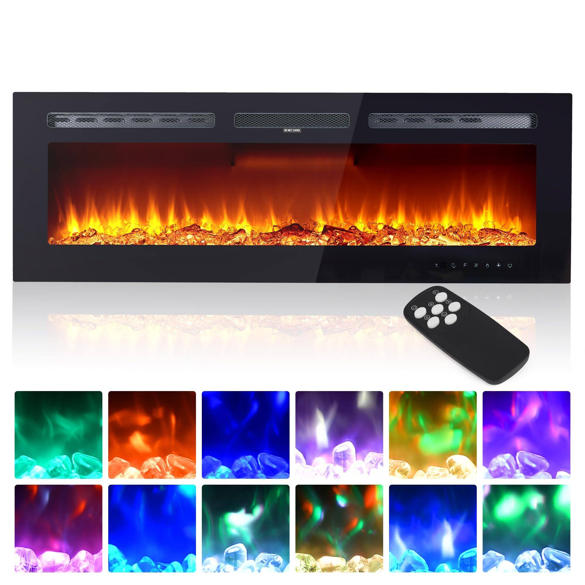 Acekool - 50 Inch Wall Mounted Electric Fireplace,Fireplace Heater with Remote