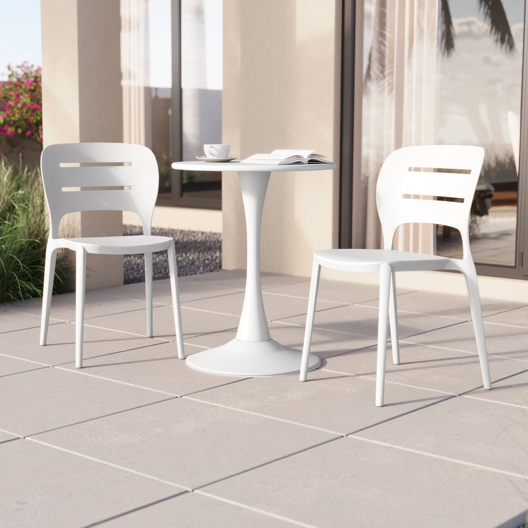 Angle. WestinTrends - WestinTrends Playa Outdoor Modern Stackable Plastic Patio Dining Side Chairs (Set of 2) - White.