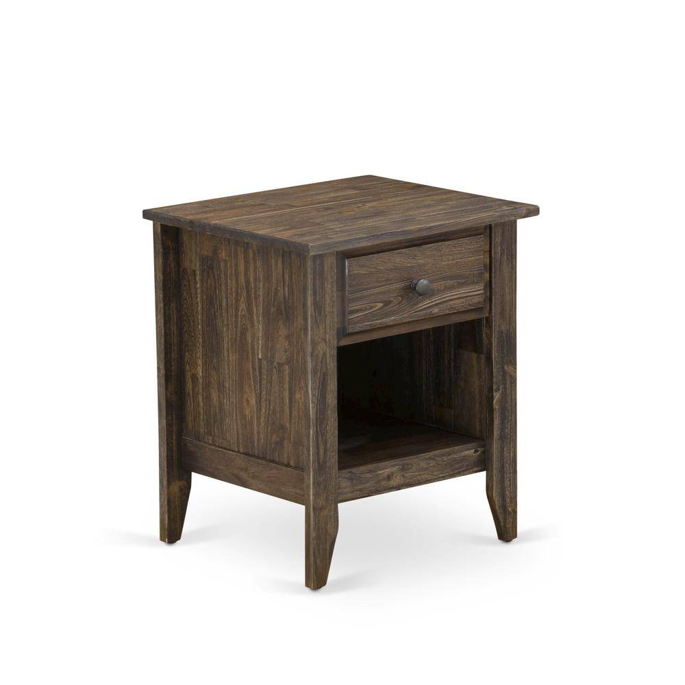 Angle. East West Furniture - East West Furniture GA-07-ET Night stand For Bedroom with 1 Wooden Drawer, Stable and Sturdy Constructed - Distressed - Distressed Jacobean.