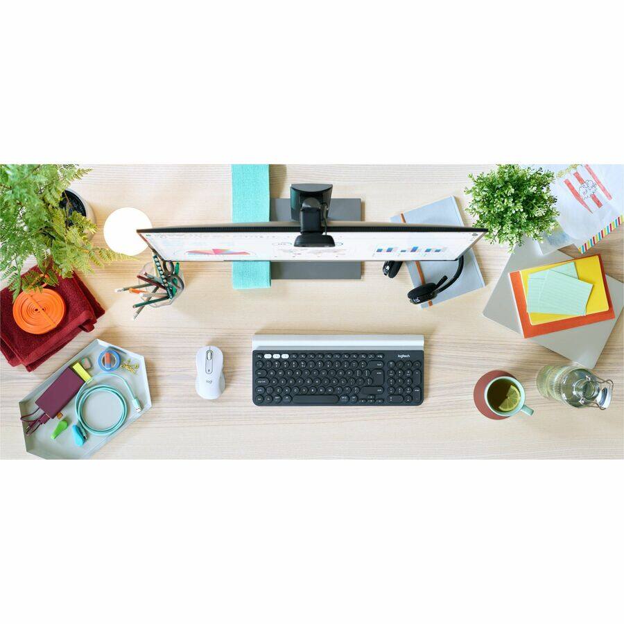 Alt View 3. Logitech - Logitech Signature M650 Mouse - Optical - Wireless - 32.81 ft - Bluetooth - Off White - USB - 4000 dpi - Scroll Wheel - White.