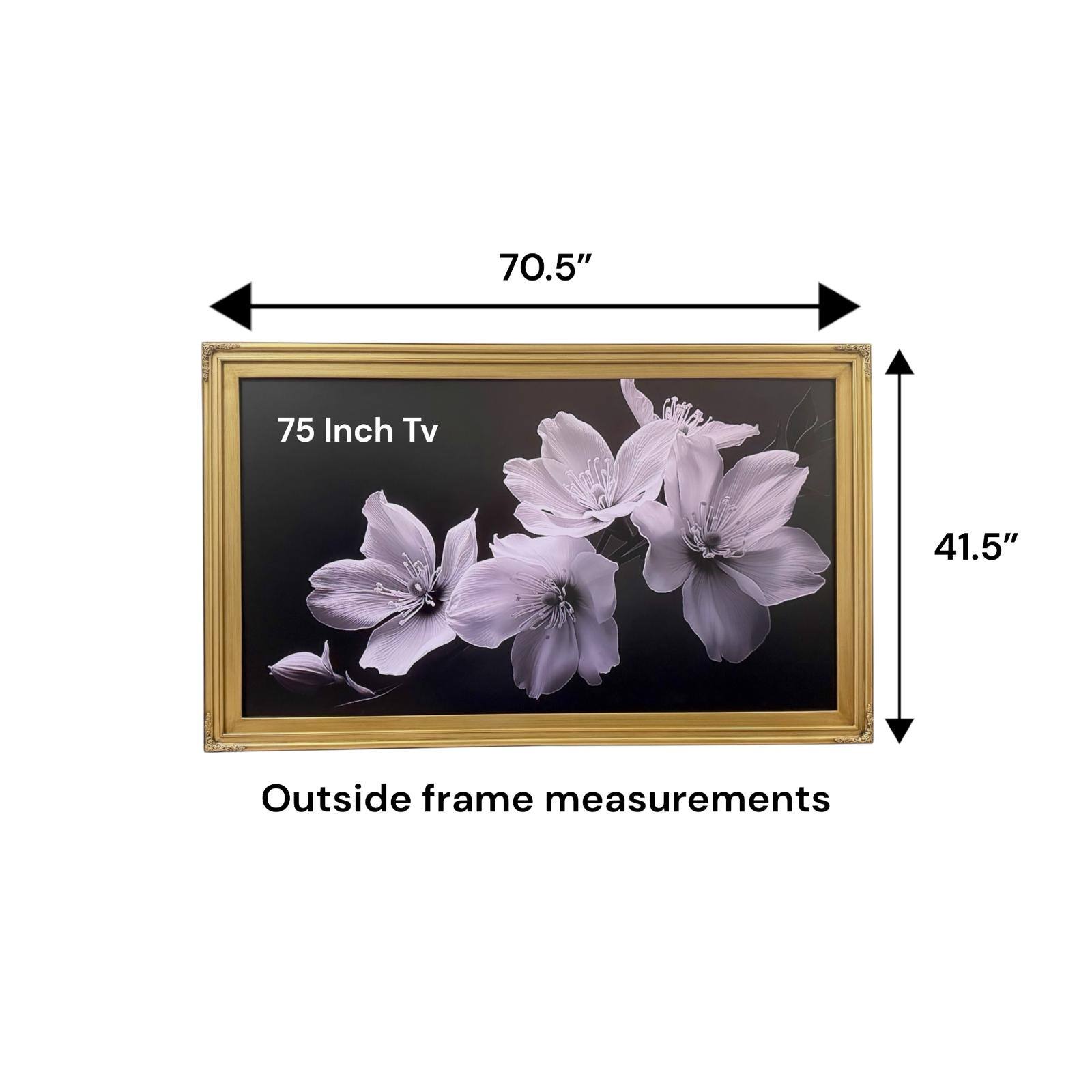 70.5" x 41.5" Outside frame measurements for a 75 Inch TV
