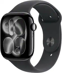 Refurbished Excellent - Apple Watch Series 11 (GPS+Cellular) 46mm Aluminum Case with Black Sport Band - S/M - Jet Black - (2025)