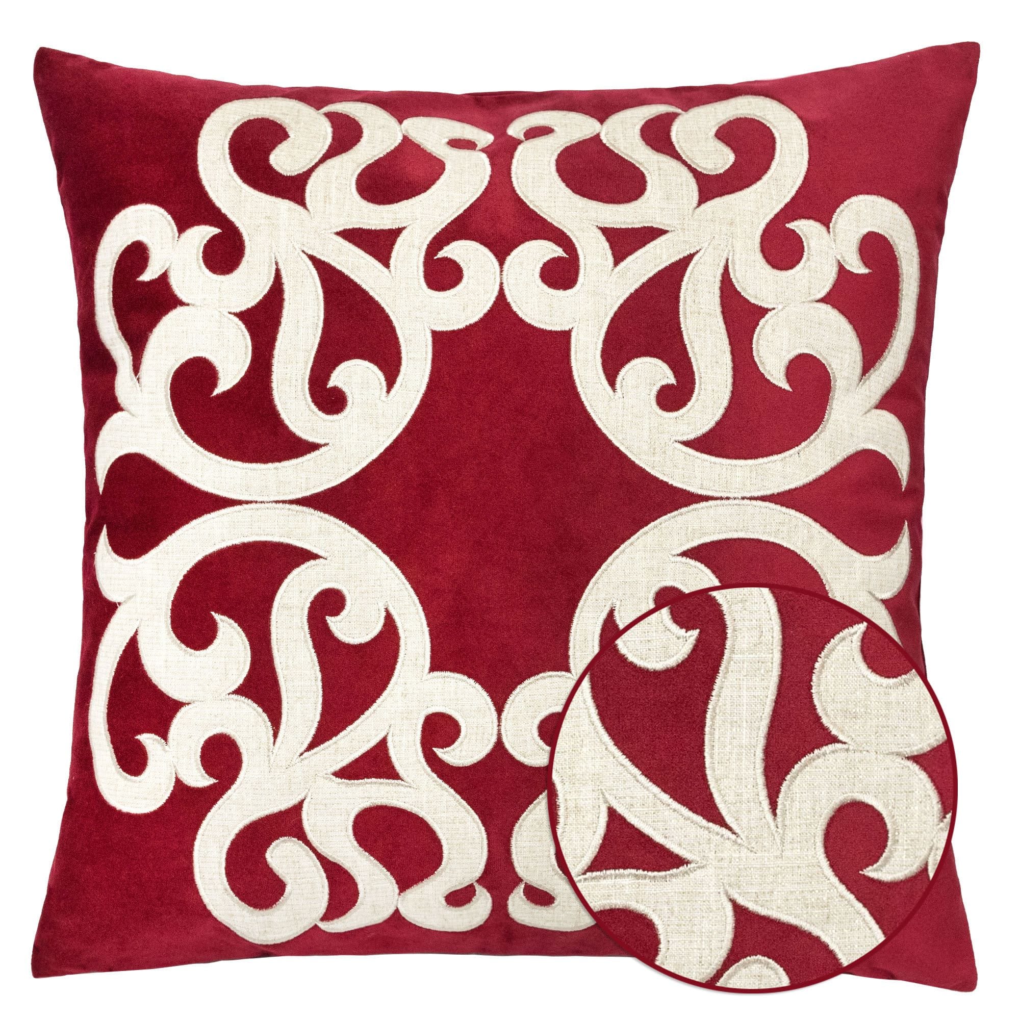 LuXeo - Square Velvet Pillow Cover & Insert - Red