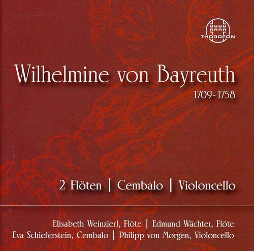 Wilhelmine von Bayreuth  
1709-1758  

2 Flöten | Cembalo | Violoncello  

Elisabeth Weinzierl, Flöte | Edmund Wächter, Flöte  
Eva Schieferstein, Cembalo | Philipp von Morgen, Violoncello