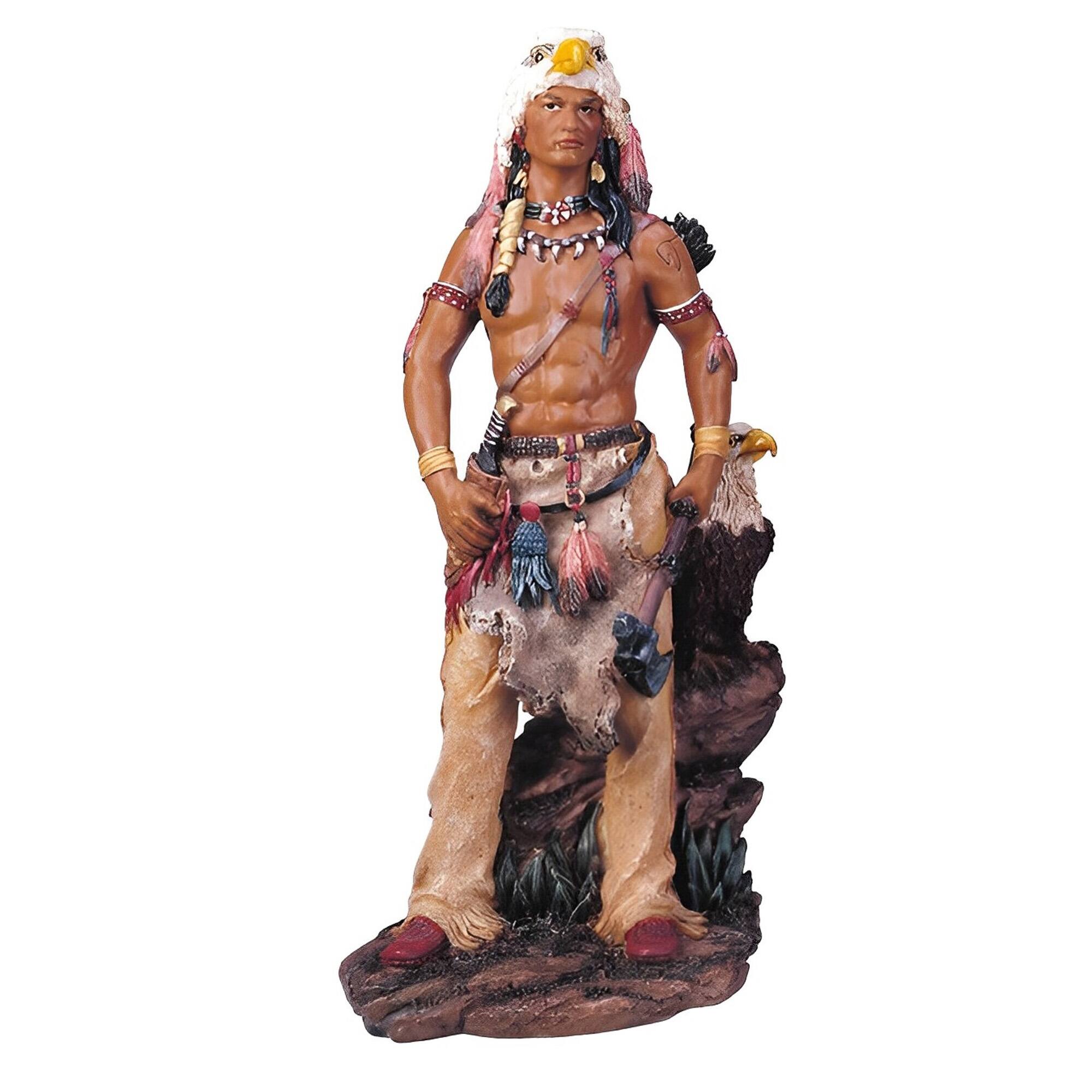 FC Design - 11"H Native American Warrior with Eagle Figurine Computer Desk Tabletop Decoration - Multi-Color