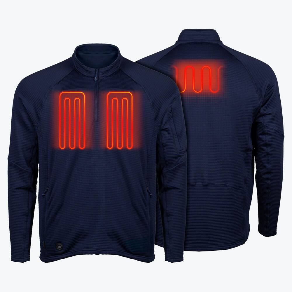 Alt View 1. Mobile Warming - Men's Element Mid-Layer Heated 1/4 Zip LS Shirt - Blue.