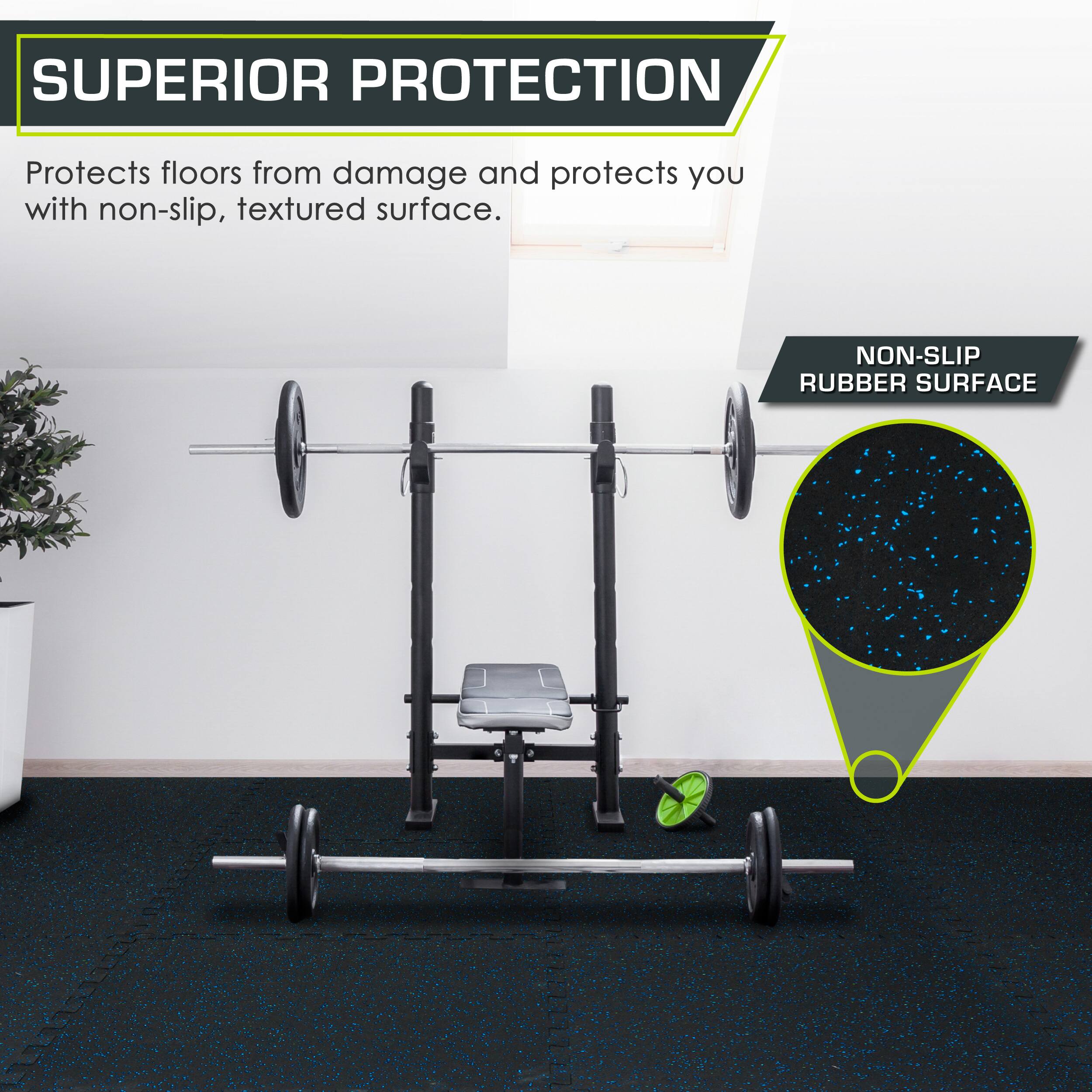 SUPERIOR PROTECTION: Protects floors from damage and protects you with non-slip, textured surface. NON-SLIP RUBBER SURFACE